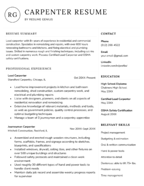 Carpenter Resume Example & 4 Writing Tips | Resume Genius