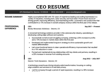 Image of a CEO resume that uses our executive resume template to impress the board of directors.
