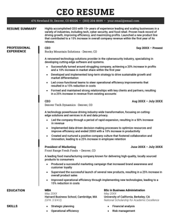 Image of a CEO resume that uses our executive resume template to impress the board of directors.