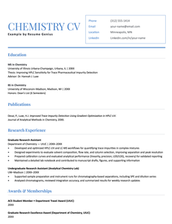 An example of a chemistry CV.
