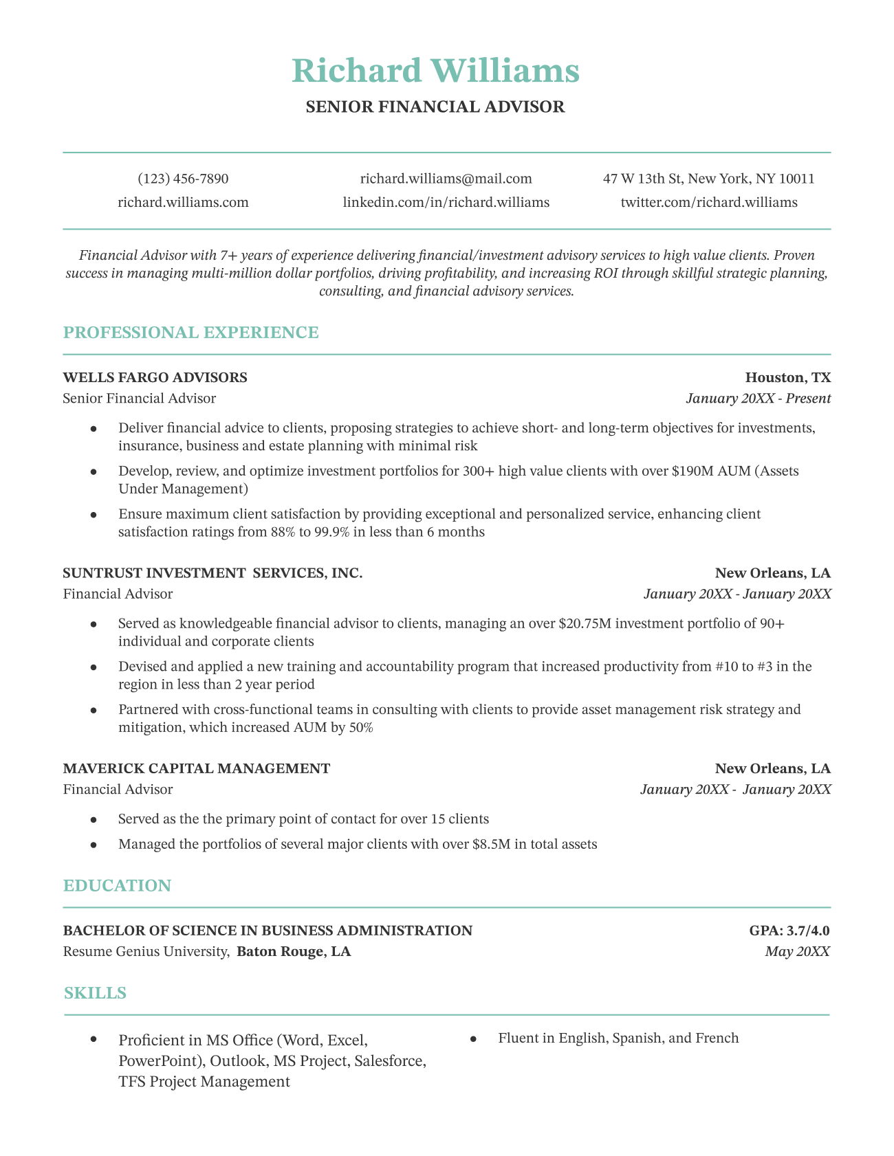 Chicago CV template in green