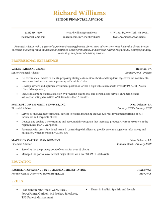 Chicago Resume Yellow
