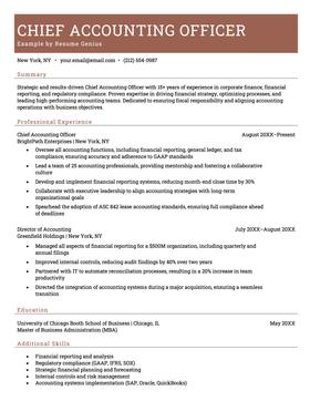 Example of a chief accounting officer resume
