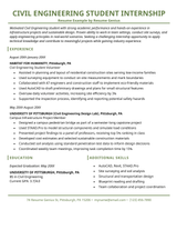 A civil engineering student internship resume.