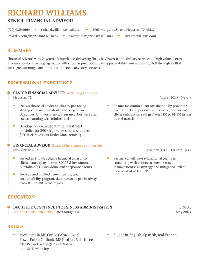 Classic Resume Orange