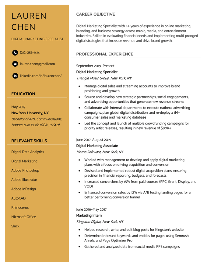 Image of the Clean resume template to download as a resume PDF.