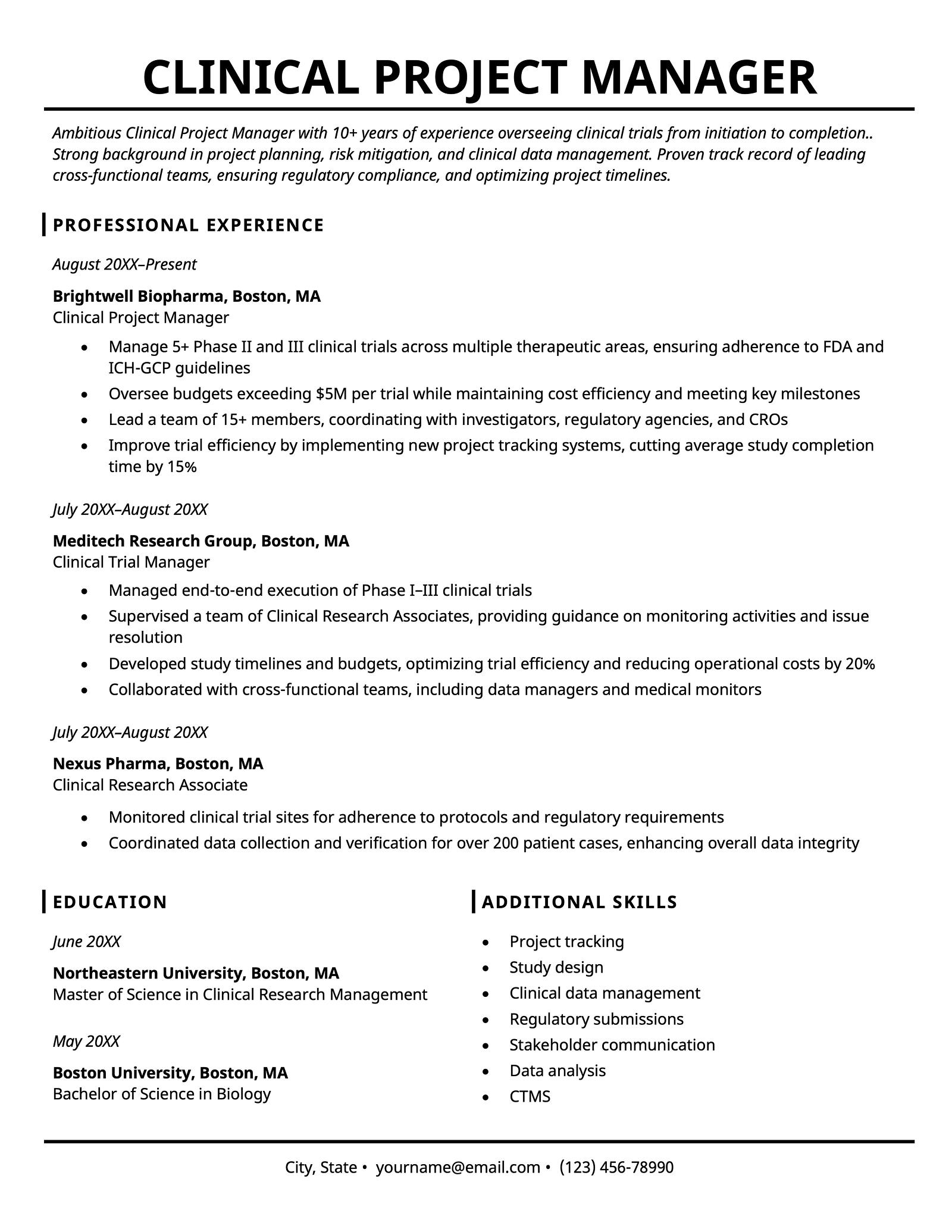 15 Project Manager Resume Examples - Clinical Project Manager Resume Example