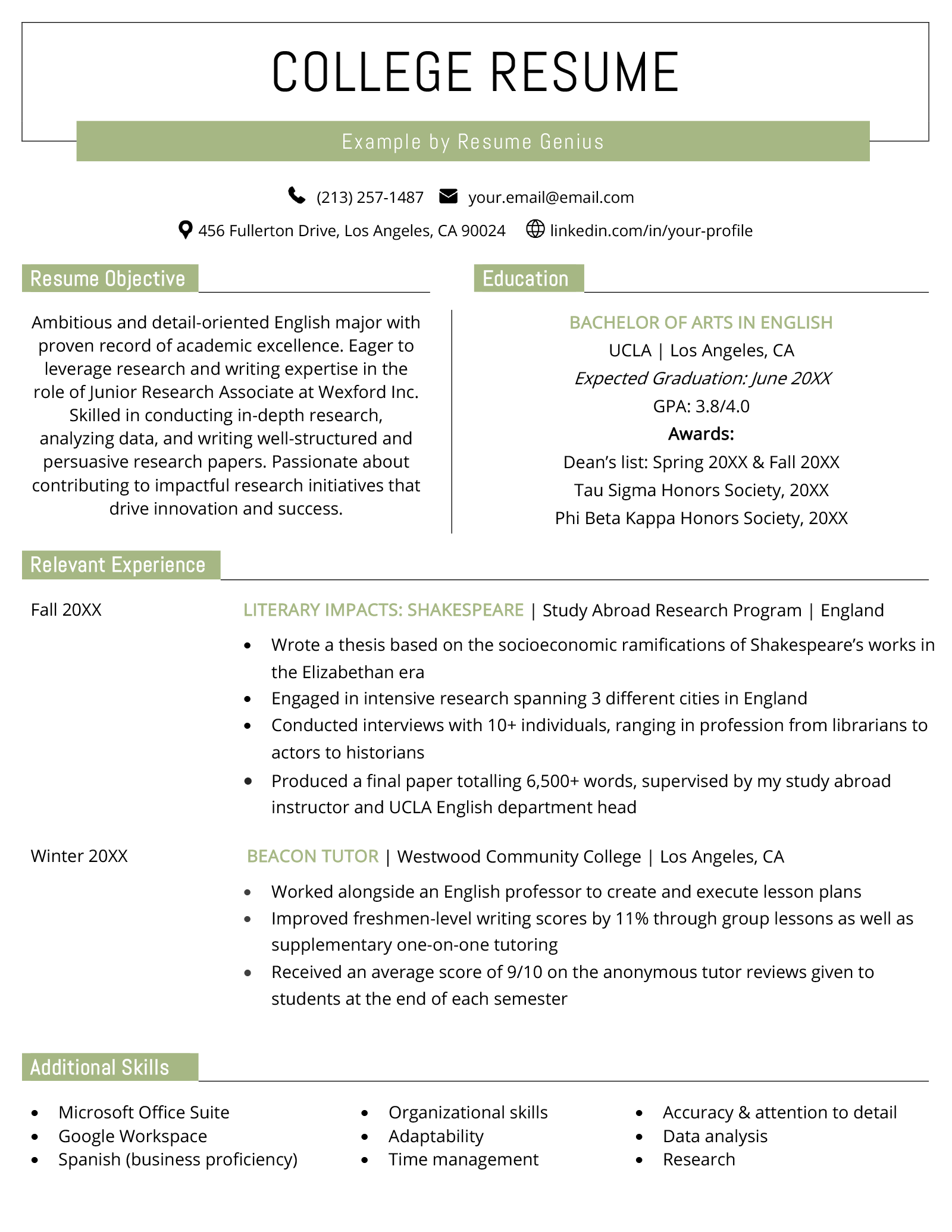 40 Attention Line On Letter DouglasLeeah   College Resume Example 