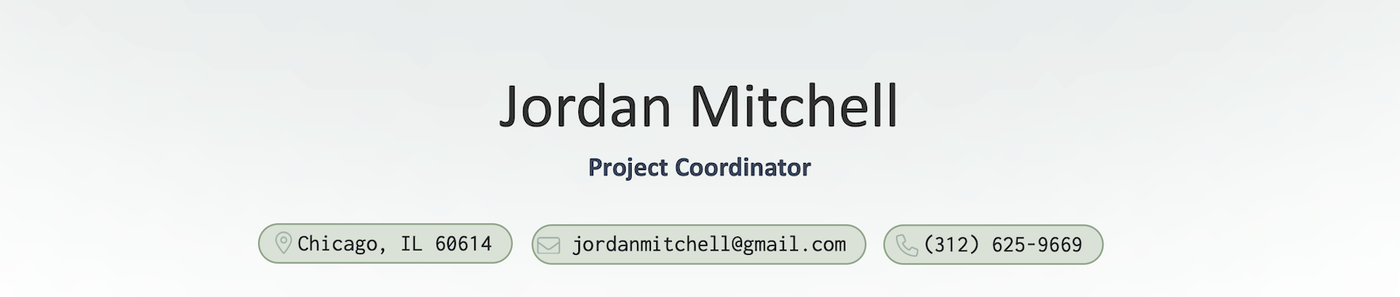 An example header section from a combination resume.