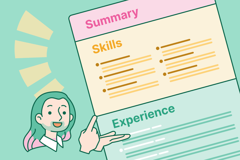 a graphic that highlights the structure of the combination resume format