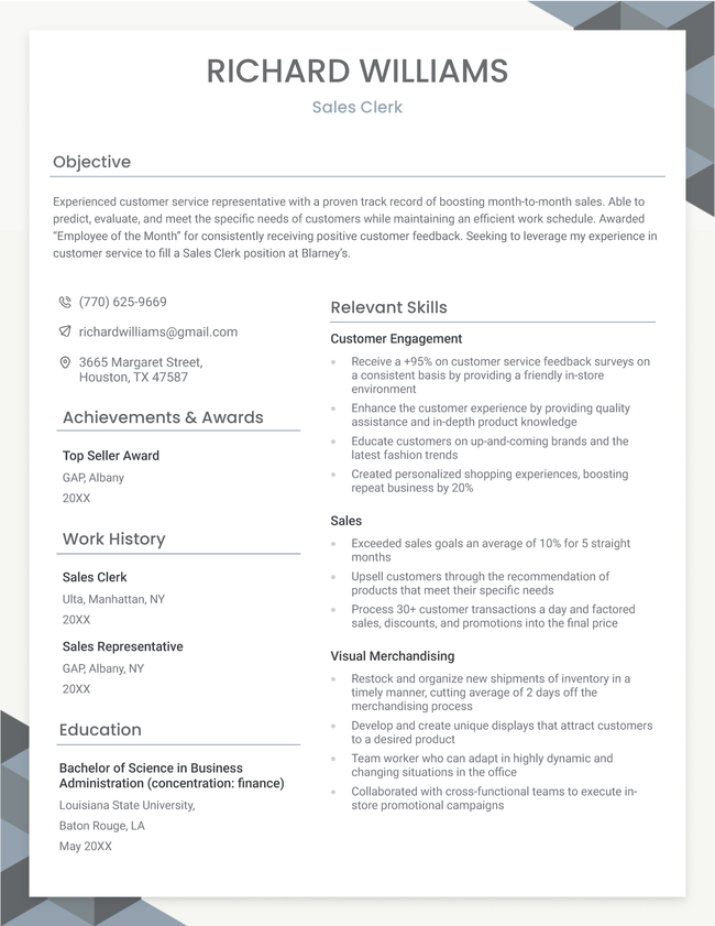 The Compact functional resume template in black.