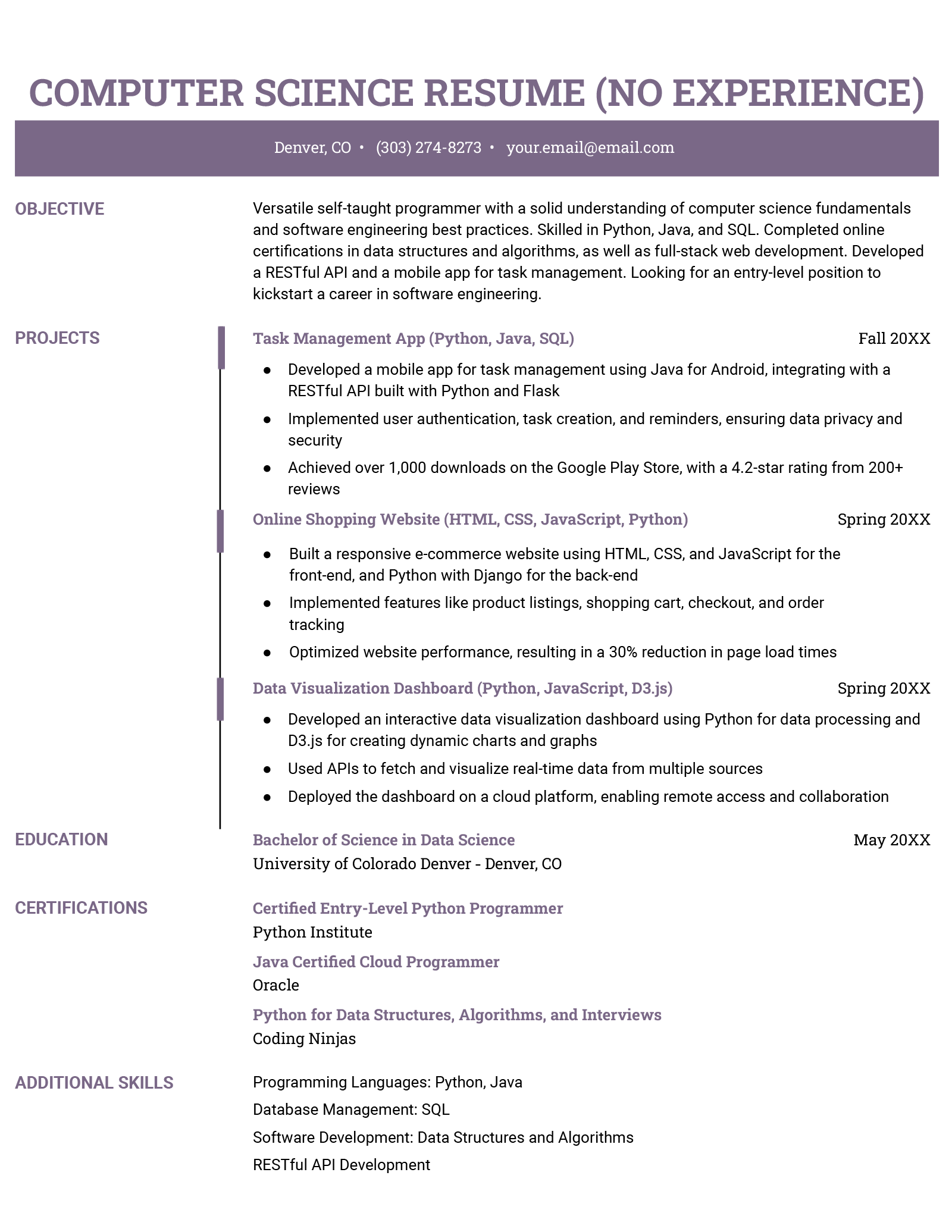 8 Computer Science Resume Examples & Writing Guide for 2024