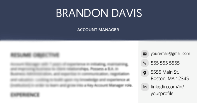 an example of contact details on a resume