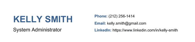 An example of contact information listed on a resume