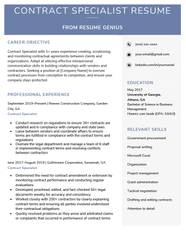 Resume For Contract Specialist Sample Tips