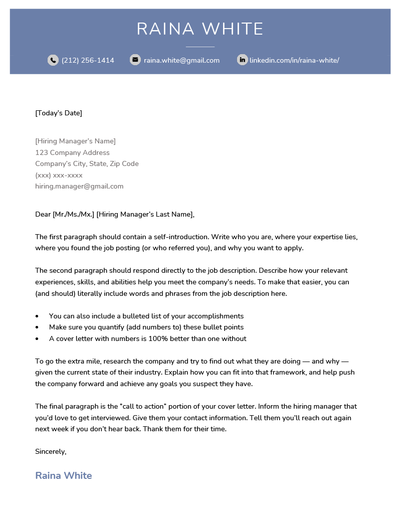 An example of the corporate cover letter template for word