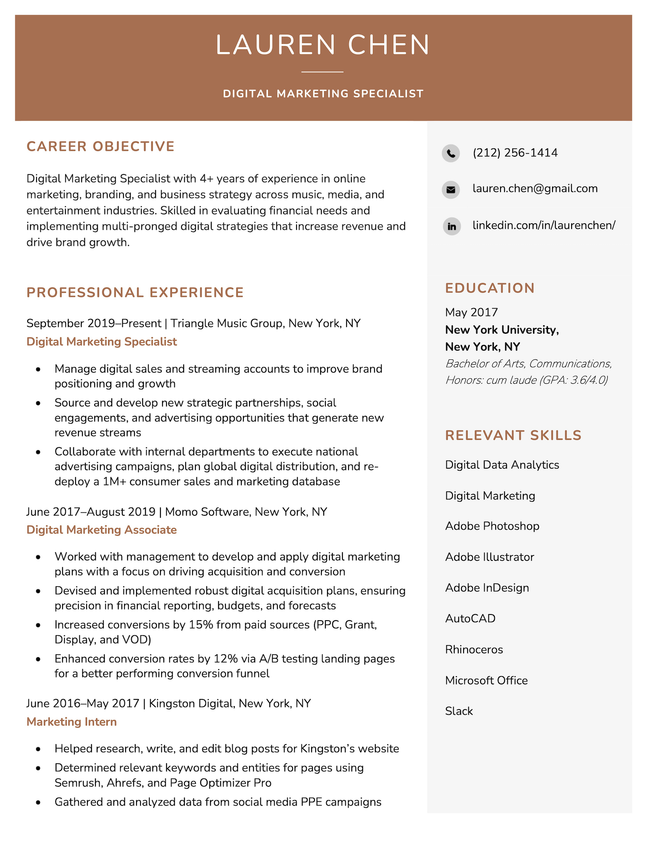 The corporate resume template for Microsoft Word