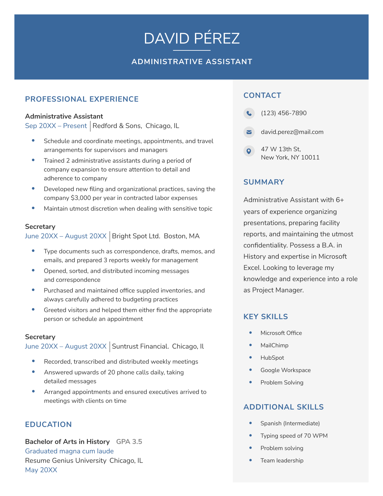 Corporate Resume Dark Blue