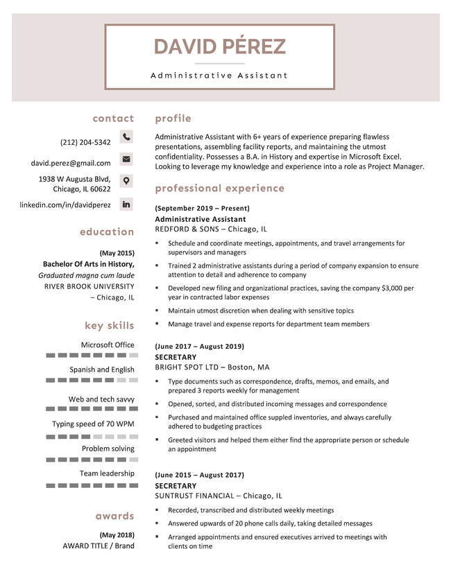 The Cosmopolitan resume template for Microsoft Word