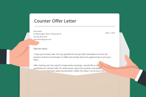 A pair of hands opening a letter with a counter offer letter inside.