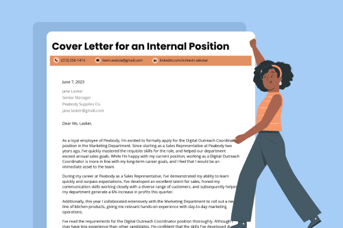 cover letter for internal position sample