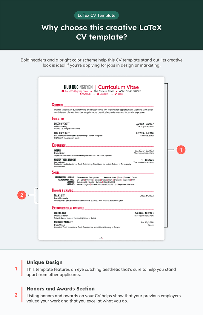 An example of a creative LaTeX CV template