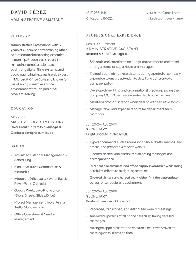 The Crisp minimalist resume template in black.
