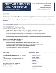 Customer Success Manager Resume Example Free Download