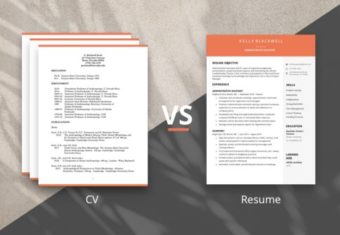 Image comparing a CV vs resume.