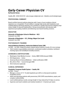 Example of a CV written by an early-career physician