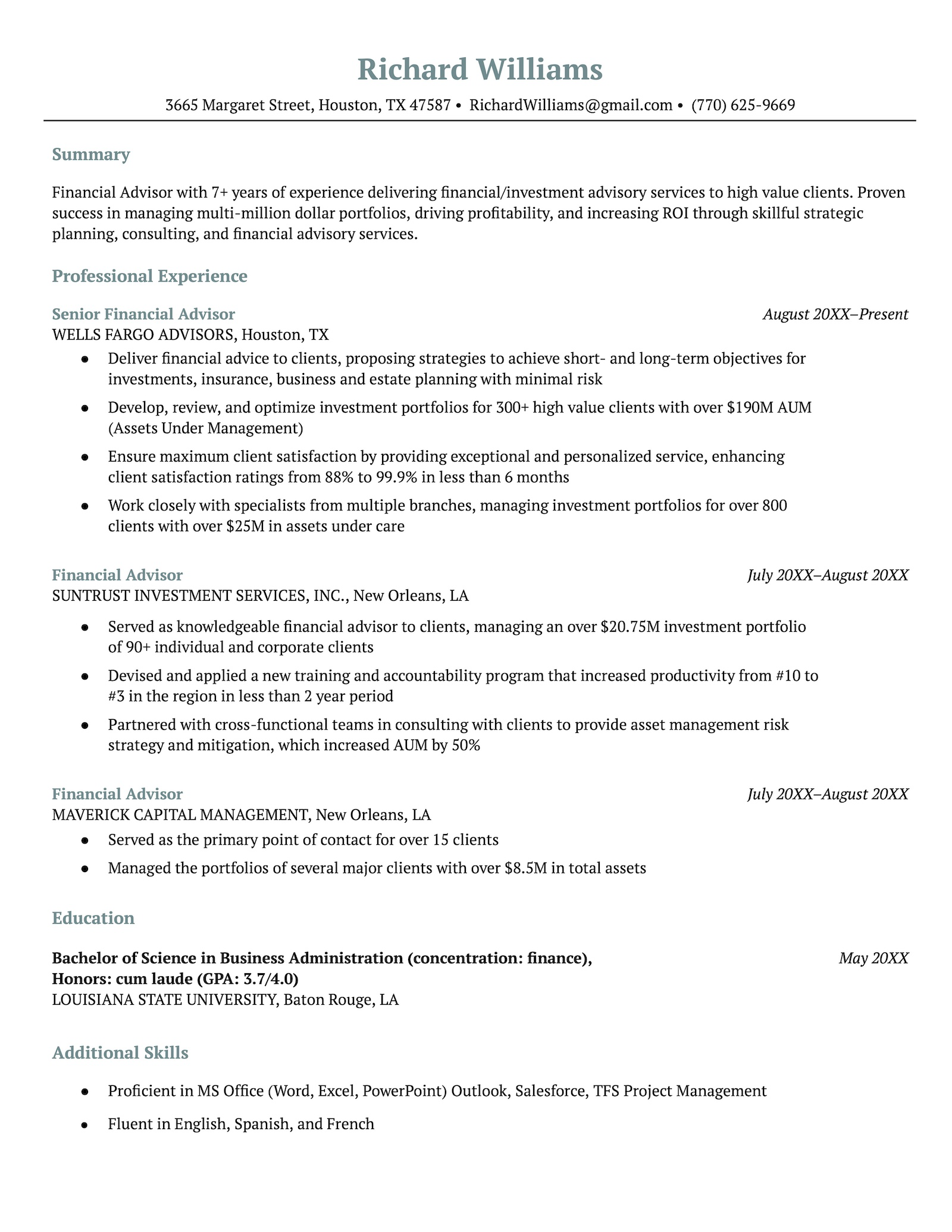 The Easy Google Docs resume template.