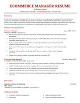 An example of an ecommerce manager resume.