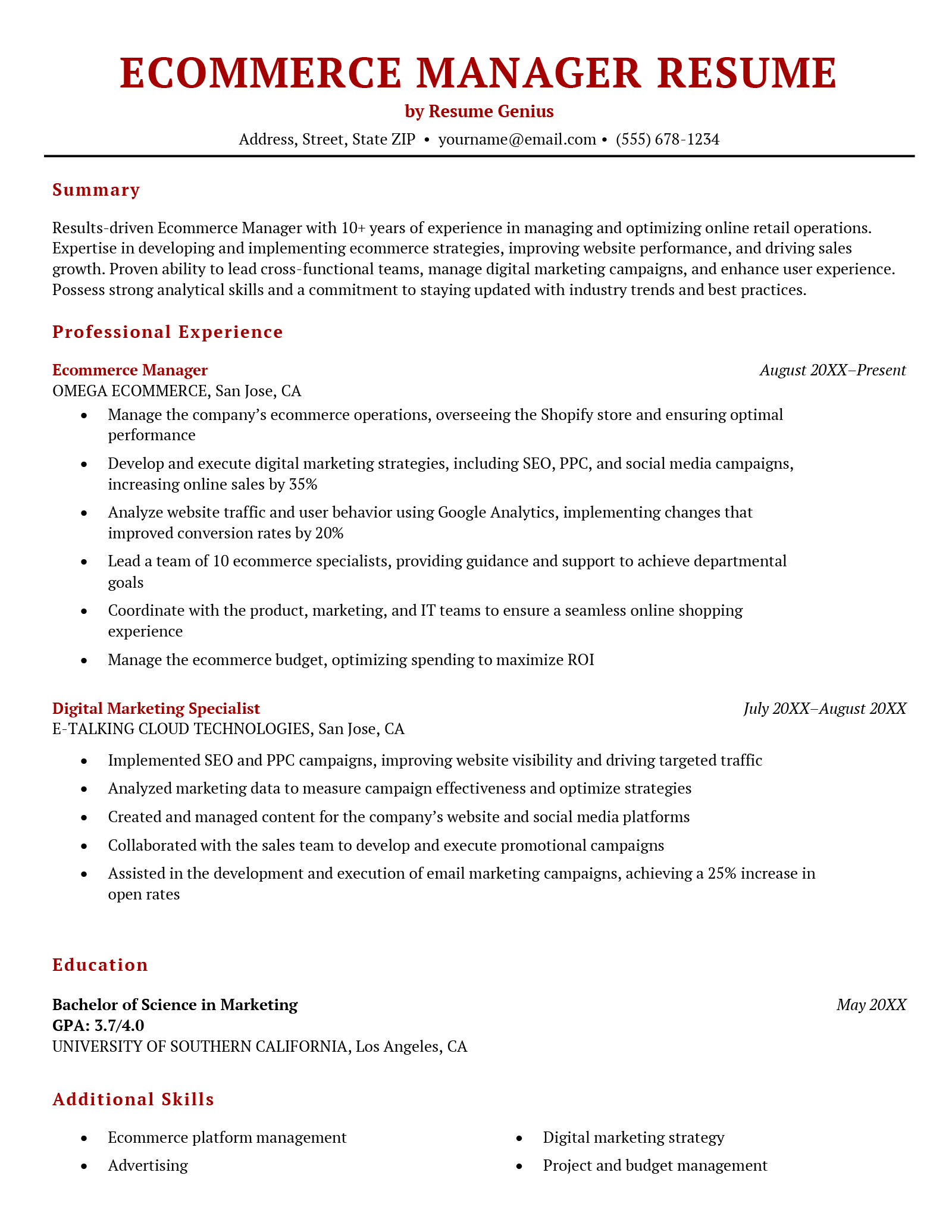 Ecommerce Resume Examples and Writing Tips for 2024