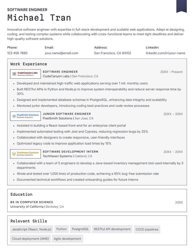 The Edge resume template in black.