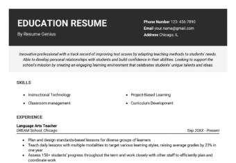 An example of a resume for an educational role