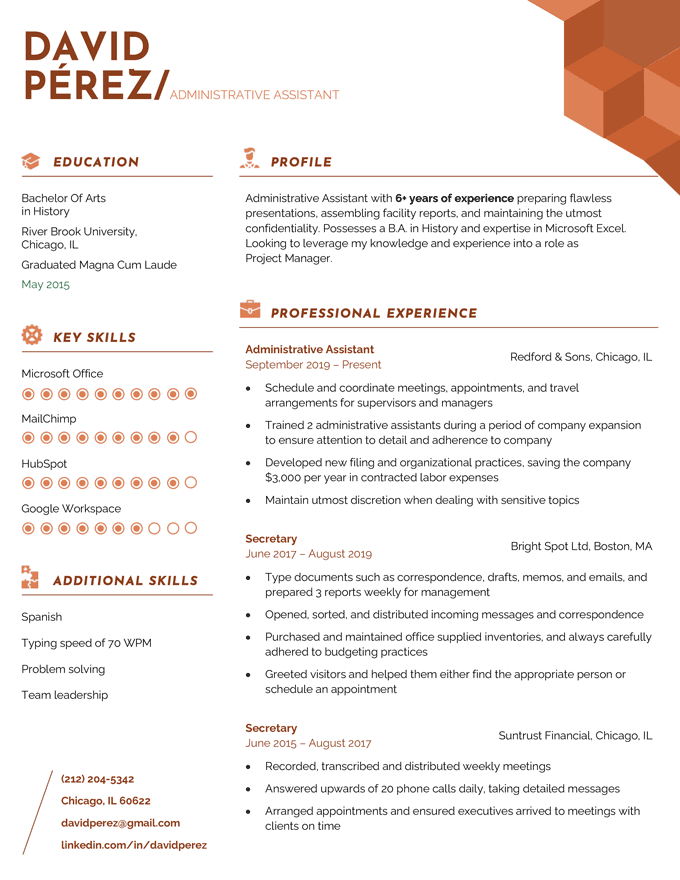 Example of an education section on a resume that is featured at the top of the resume.