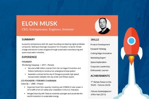 An image of Elon Musk's resume
