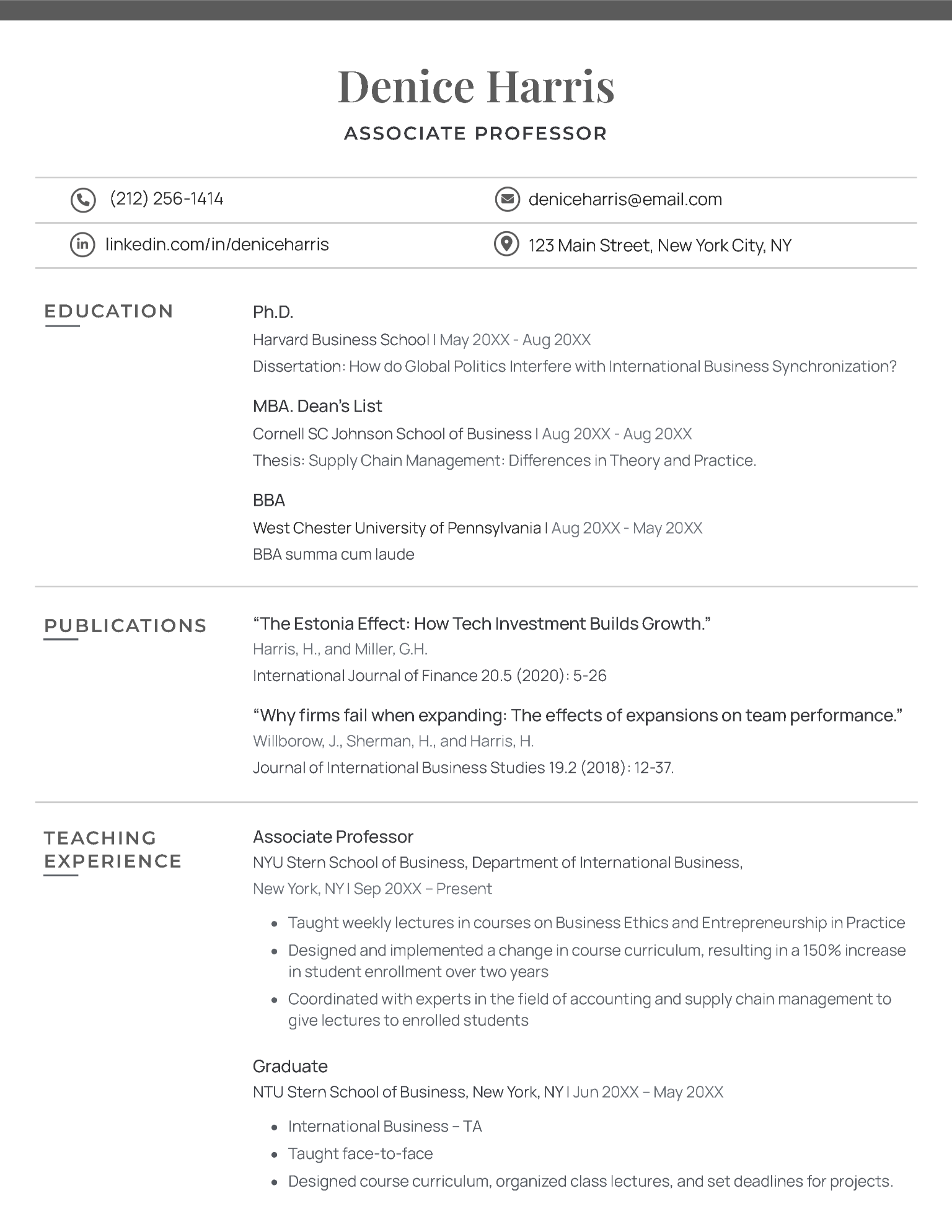 Emory CV Template black