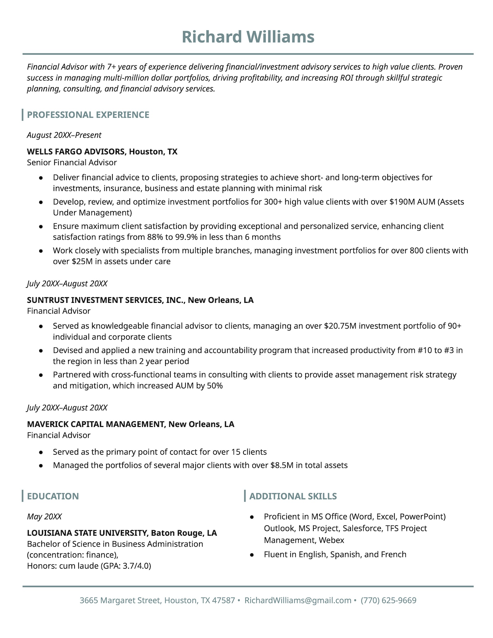 The Empire State Google Docs resume template.
