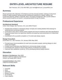 entry level architecture resume example