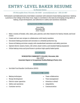 Entry-level baker resume example and template