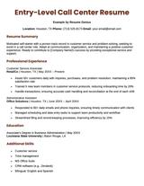 A great example of an entry level call center representative resume.