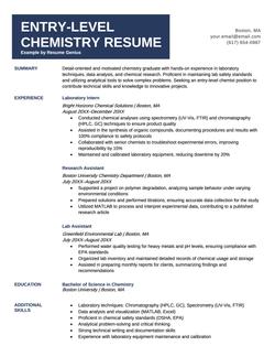 Entry-level chemistry resume example and template