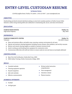 An example of a resume for an entry-level position.