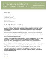 An entry-level customer service cover letter on a green template.