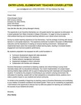 An example cover letter for an entry-level elementary school teaching position.