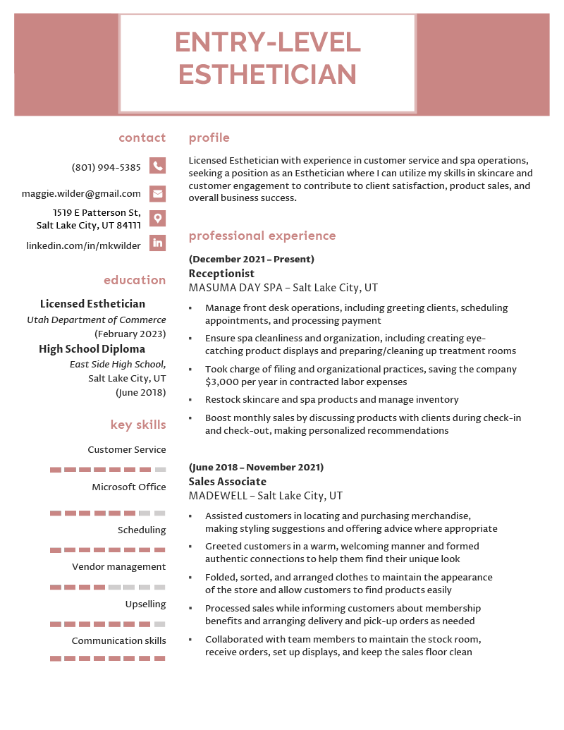 Esthetician Resume Examples For 2024 4552