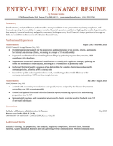 An entry-level finance resume example.