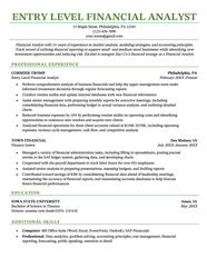 Entry Level Financial Analyst Resume