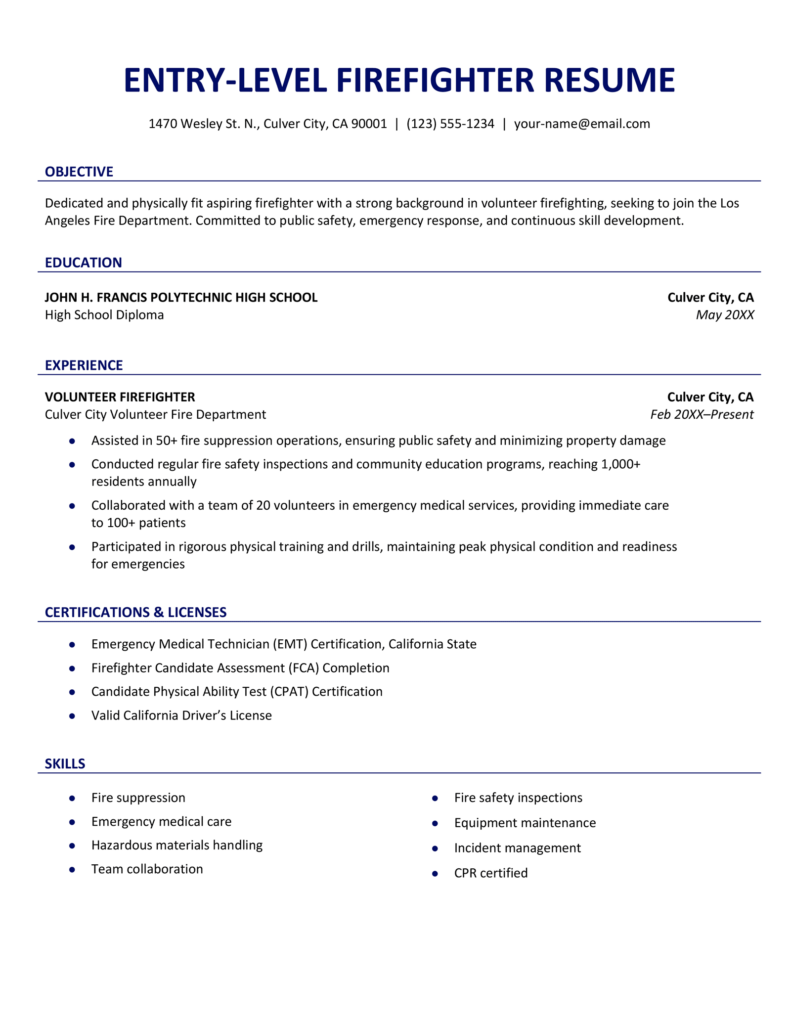 The Entry Level Firefighter Resume Samples That Will Get You Hired - bg8q37q